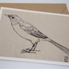 Grey Wagtail Embroidered Portrait Greetings Card