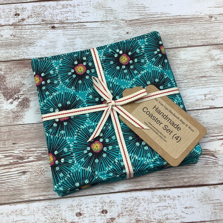 Poppy flowers coaster set, Fabric coaster set o... Folksy