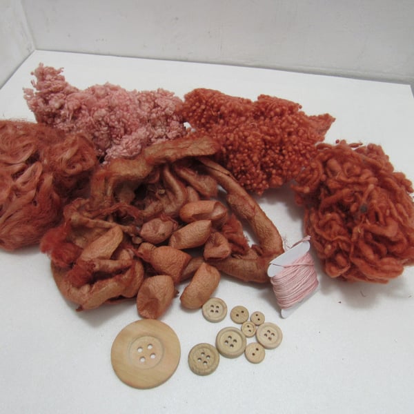 Natural Dye Madder Orange Pink Mixed Natural Fibre Texture Craft Pack