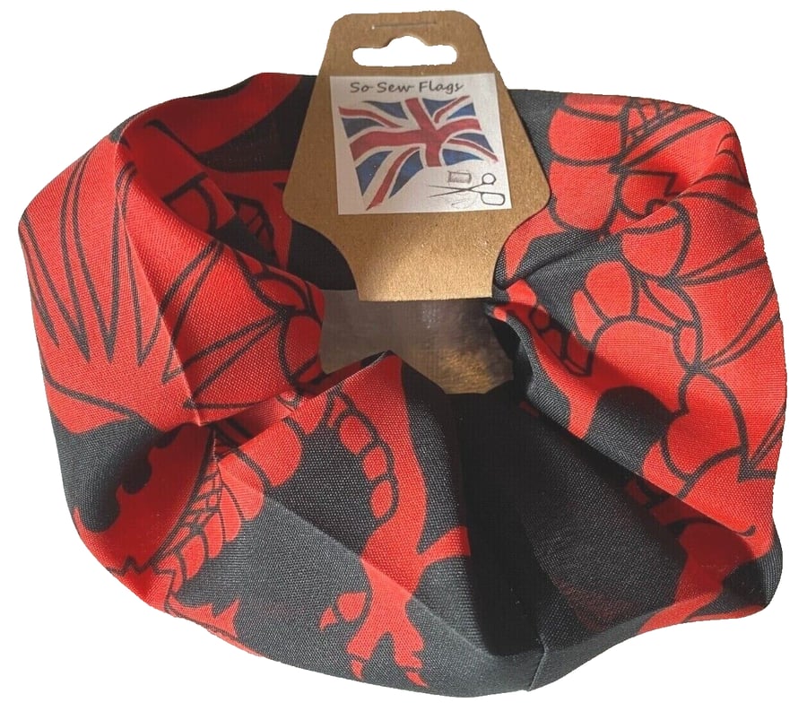 Wales Welsh Dragon Black Flag Hair Scrunchie Scrunchies Accessory Band