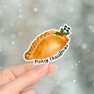 Christmas Cornish Pasty Sticker, Die Cut Sticker, Cornwall