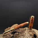 Handcrafted Thuya Burr Wood Rollerball pen with Gold and Black Titanium finish