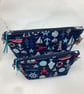 Seaside makeup bag, Nautical zip bag, 2 size options, Handmade - Image 9