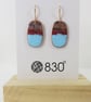 Enamel and Textured Rectangle Copper Dangle Drop Earrings - Image 4