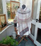 Handwoven Grey Poncho with Sparkly Multicoloured  Borders.