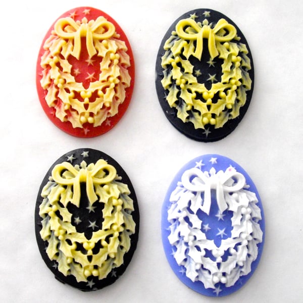 4 x Wreath Oval Cabochon Cameos