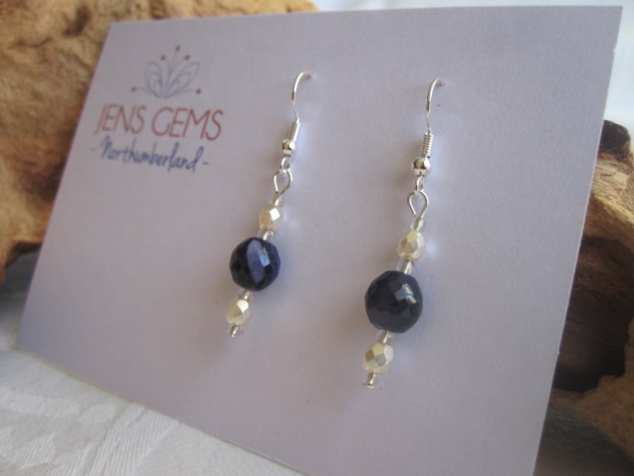 Deep Purple & Cream Earrings