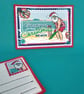 Santa Holiday Textile Postcard Decoration - blank for your written message - Image 7