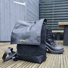 Upcycled Denim and Leather Backpack Convertible – One of a Kind