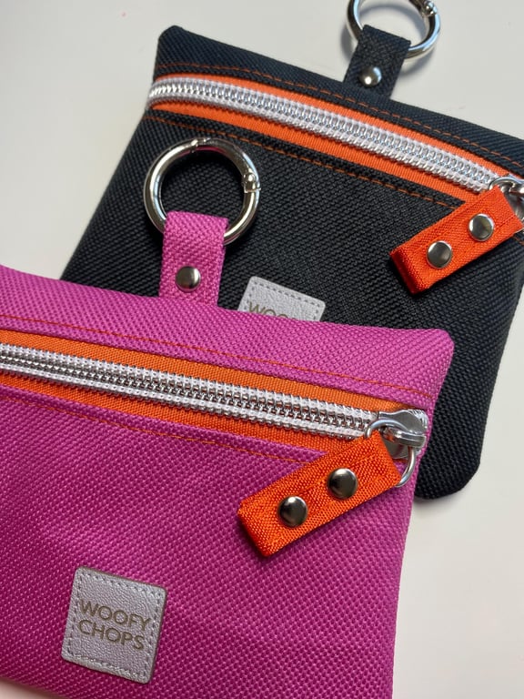 Waterproof Dog Treat Bag - Treat Bags with an orange zip - PINK