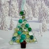 Handmade Fused Glass Xmas Tree Hanging Christmas Decoration 