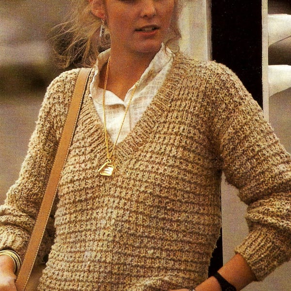 VINTAGE KNITTING PATTERN Ladies Textured Cotton Sweater