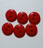 6 x  Small Red 2 Hole Plastic Buttons  - Image 1