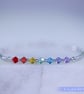 Bracelet rainbow chakra sterling silver and Swarovski handmade stretchy - Image 5