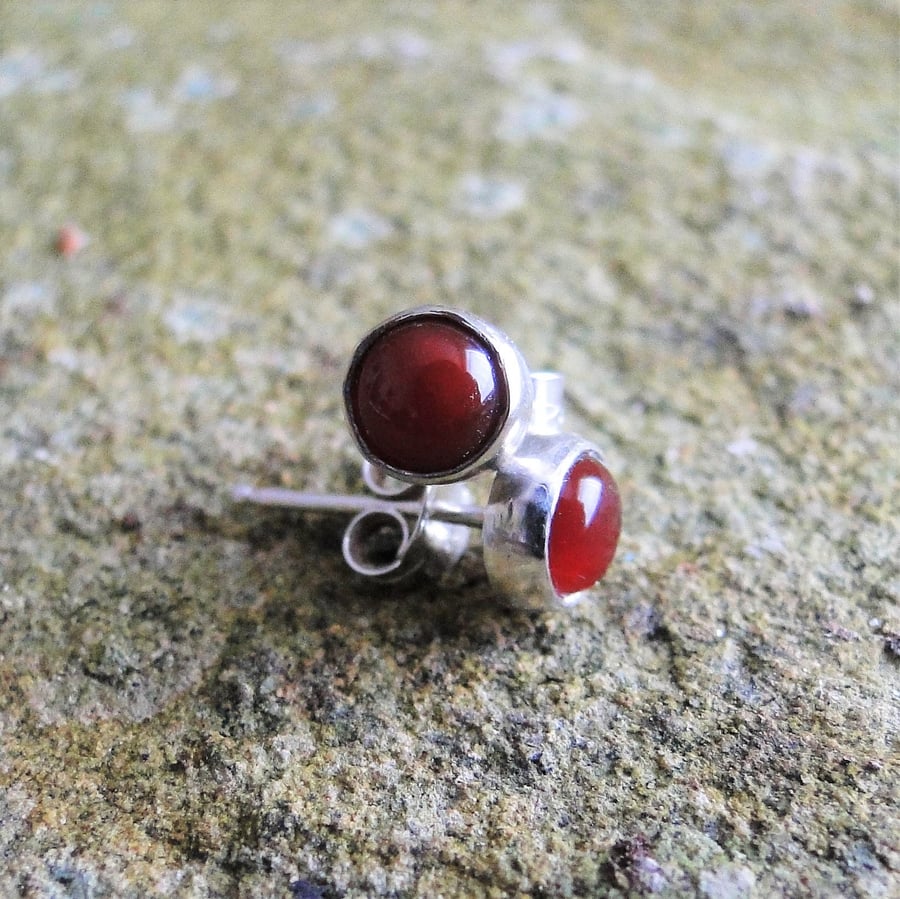 Silver Carnelian stud earrings