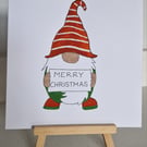 Christmas Gonk style Christmas card Merry Christmas handpainted watercolours 