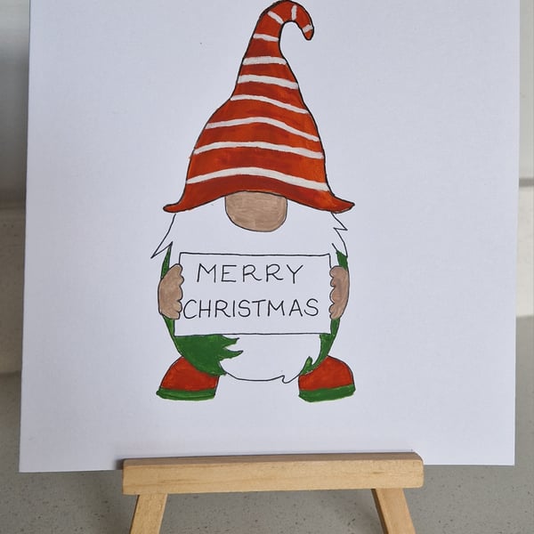 Christmas Gonk style Christmas card Merry Christmas handpainted watercolours 