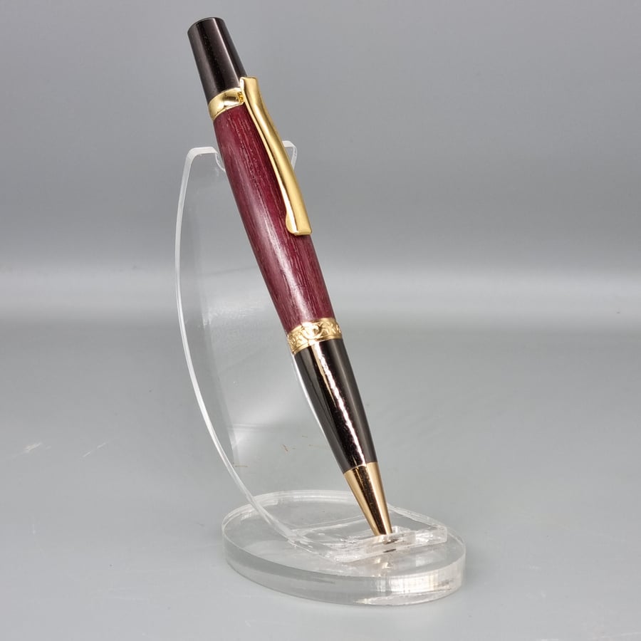 Roller Ball Purple Heart Gold Plated Pen 