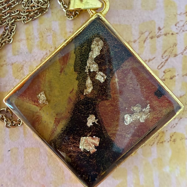 Abstract  Art Pendant, wearable artwork pendant 