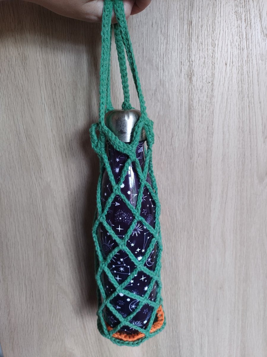 Crochet Bottle Holder - Orange & Green