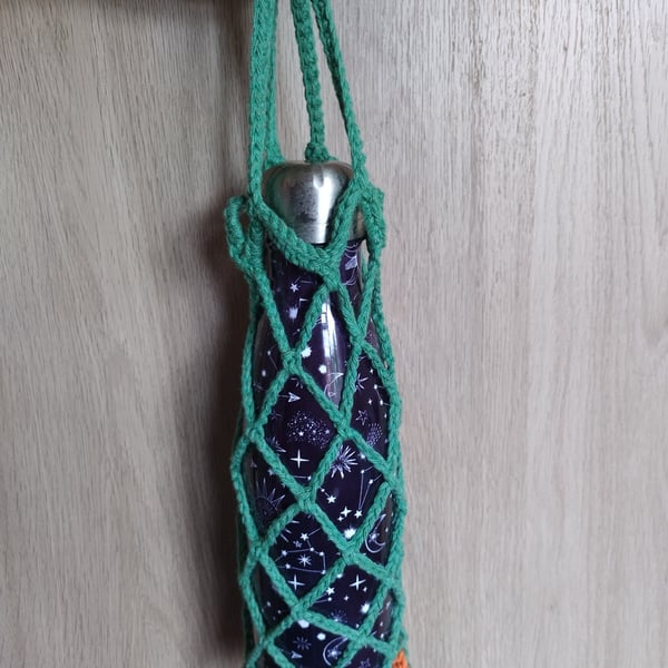 Crochet Bottle Holder - Orange & Green