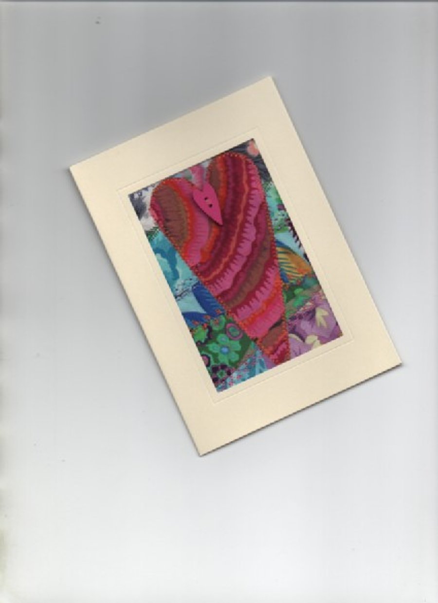 ChrissieCraft vibrant KAFFE FASSETT fabric machine-embroidered appliqued CARD