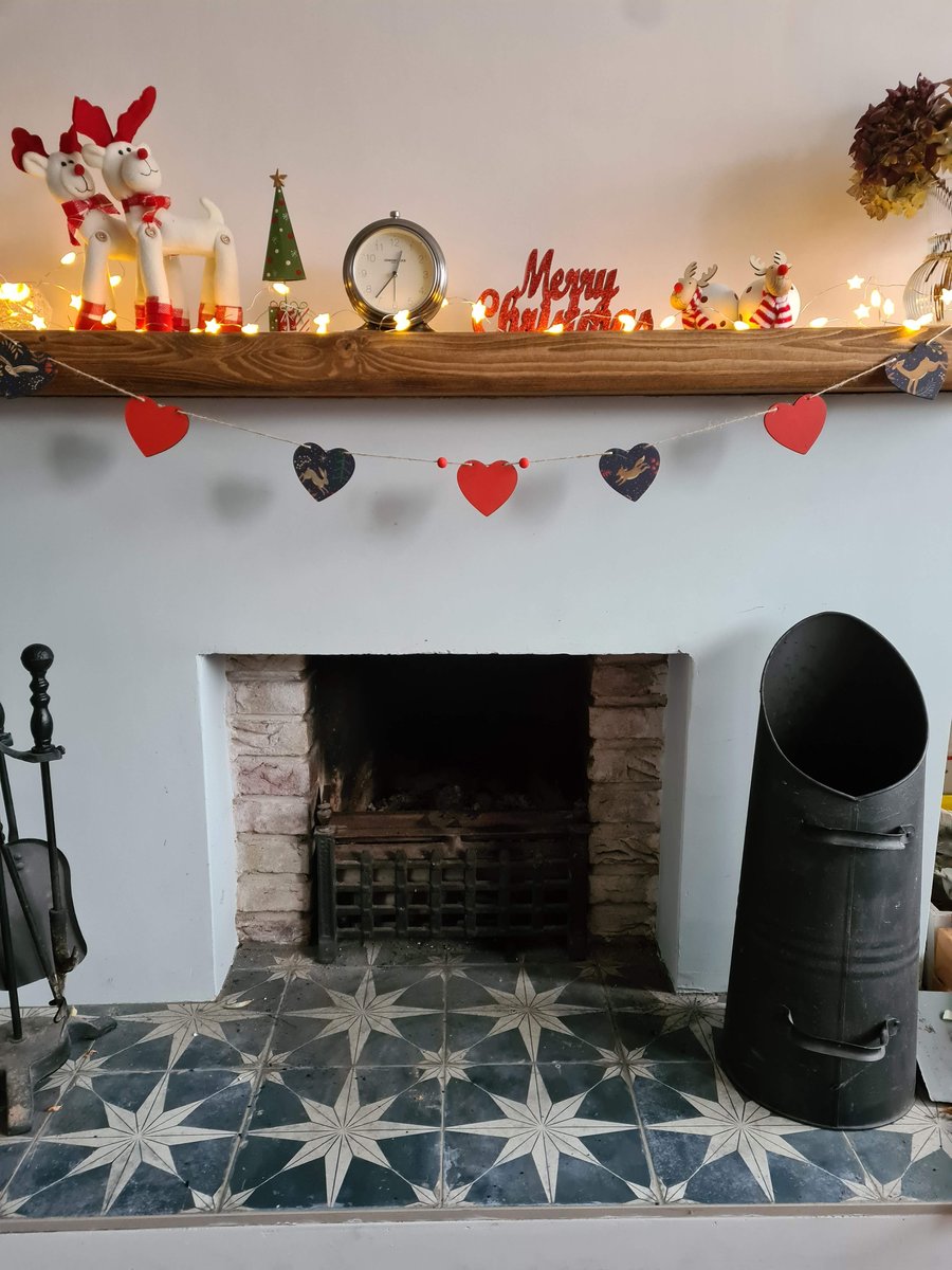 Garland woodland Christmas decoupage wooden hearts