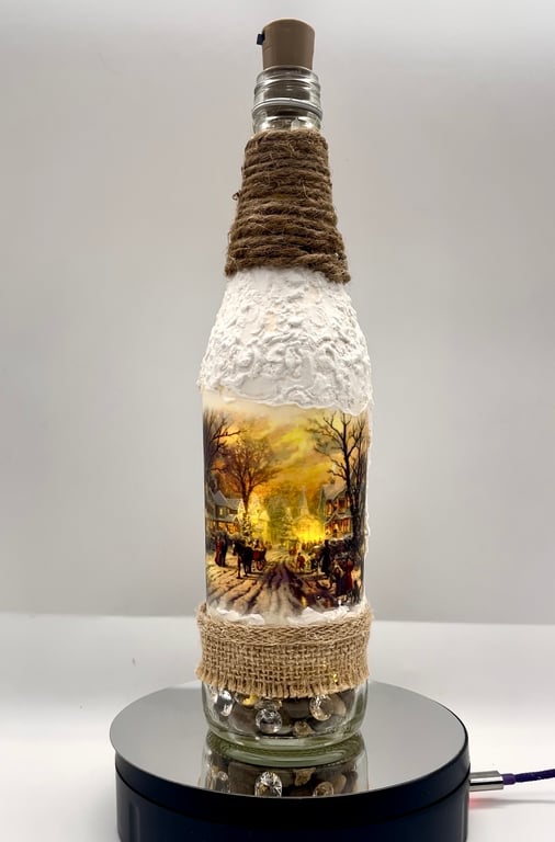 Winter themed bottle lamp