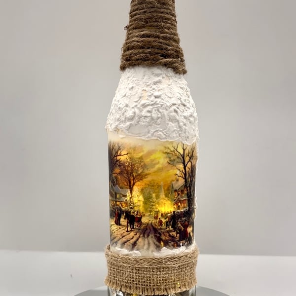 Winter themed bottle lamp