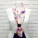 Bohemian style shawl Pale pink flowered voile & purple satin shawl