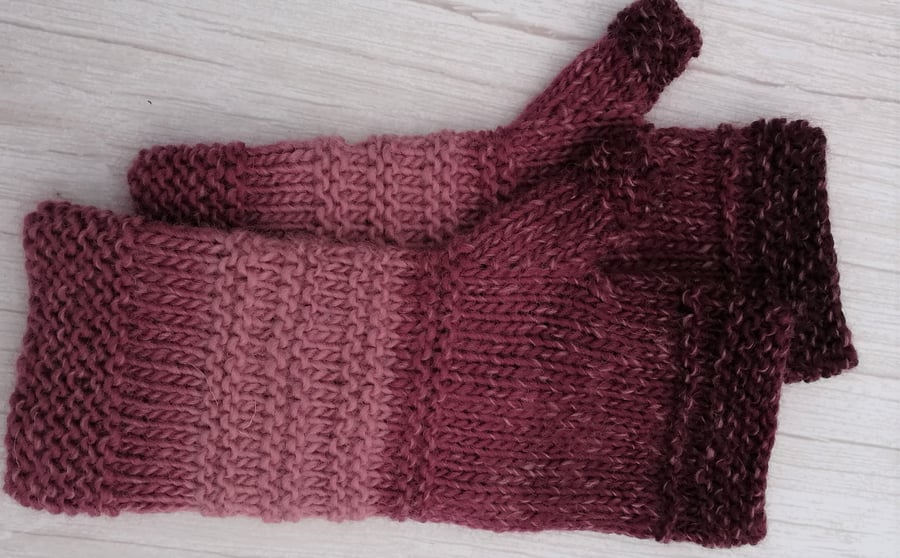 Wool Fingerless Gloves 'Pink Heather' medium to large