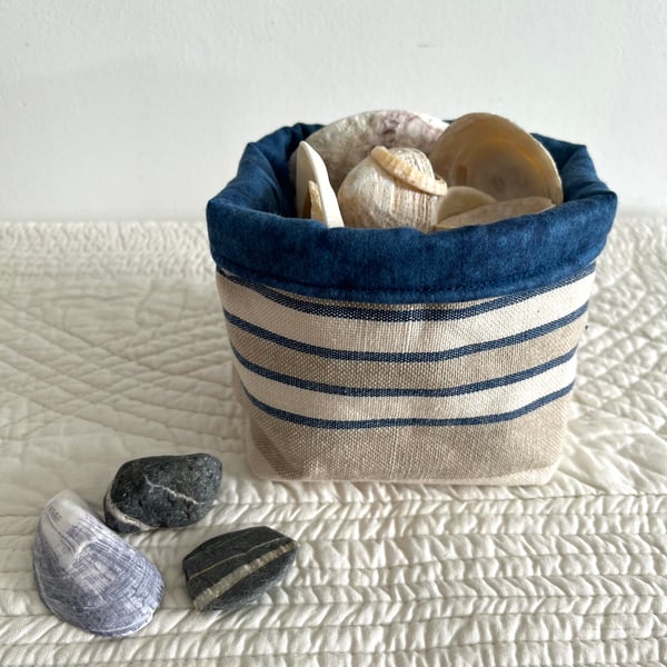 Blue Fabric Storage Tub Bin 