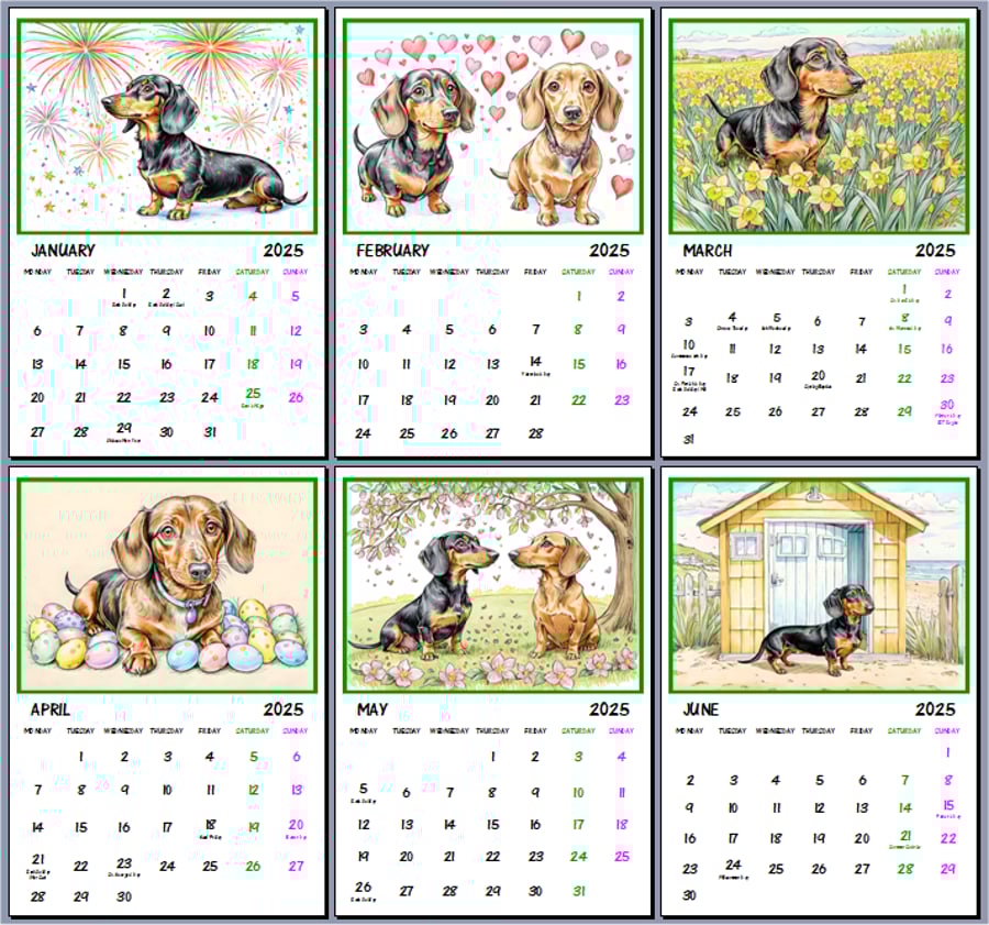 2025 A4 Sausage Dogs Calendar Folksy