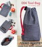 Stripe Denim Drawstring Bag for Tools, Phone cables, Small Storage - Image 6