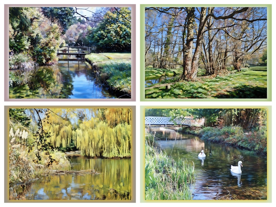 x4 Gooderstone Water Gardens Norfolk Greeting Cards A5
