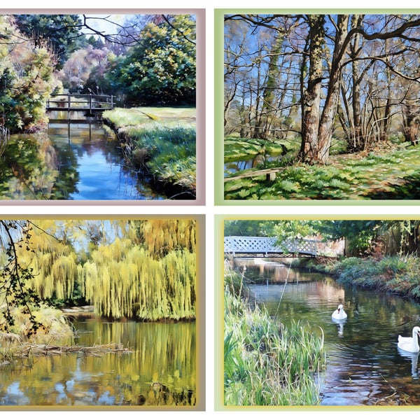 x4 Gooderstone Water Gardens Norfolk Greeting Cards A5