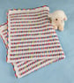 Colourful Crochet Baby Blanket, White Car Seat Blanket, Newborn Gift