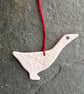 Hygge white Christmas goose, Scandi decoration, The Porcelain Menagerie