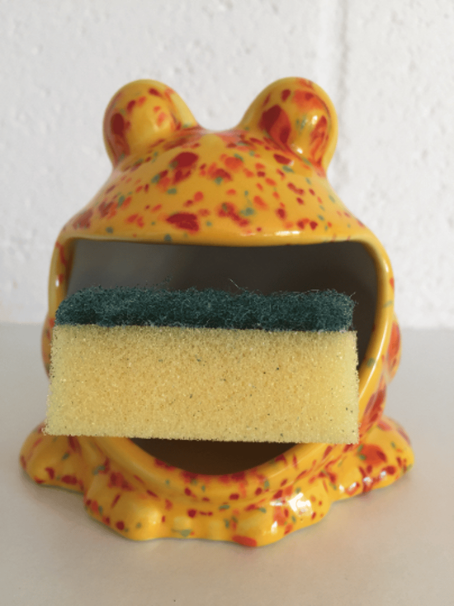 Frog sponge holder, kitchen decor, scrubby holder, soap holder housewarming gift