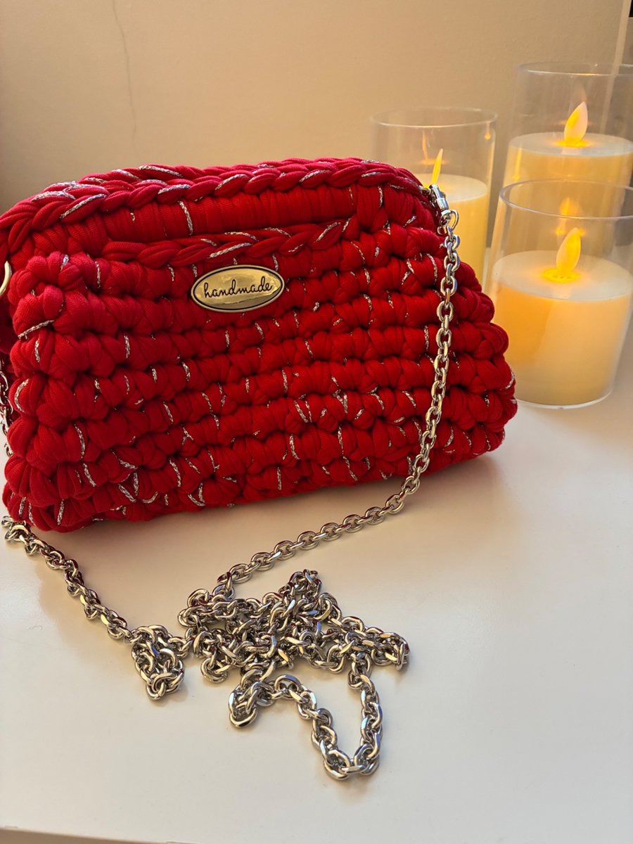 handmade Red crochet bag