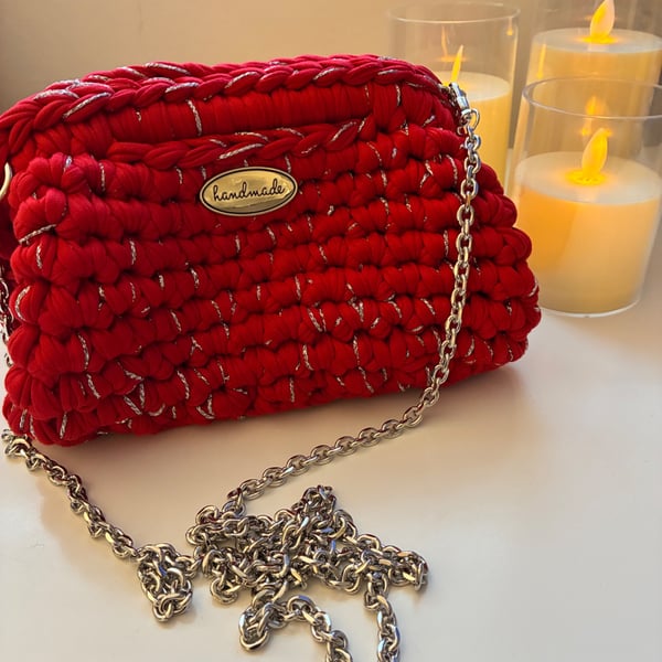 handmade Red crochet bag