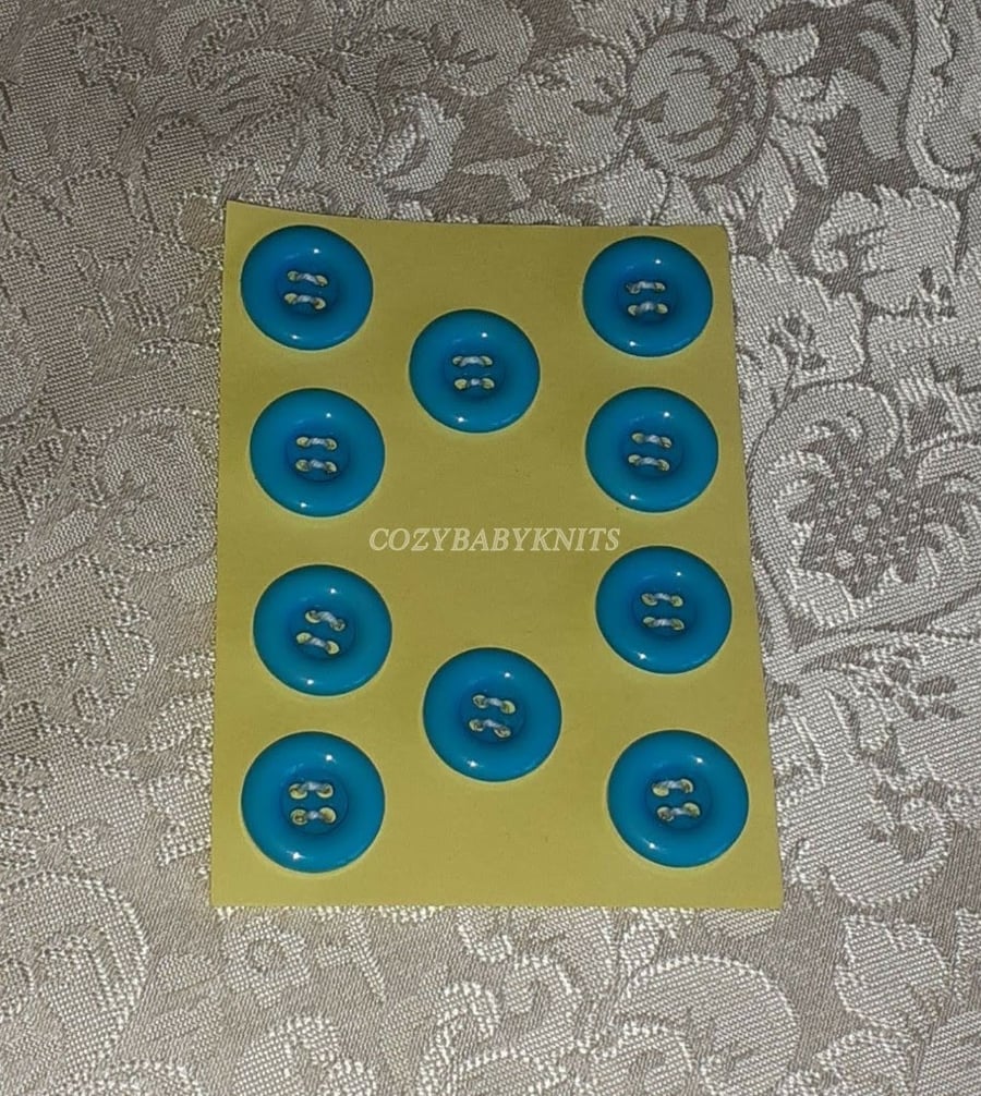 18MM BLUE ROUND BUTTONS WITH FOUR HOLES FOR ATTACHING 