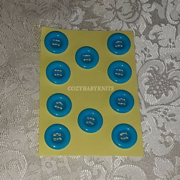 18MM BLUE ROUND BUTTONS WITH FOUR HOLES FOR ATTACHING 