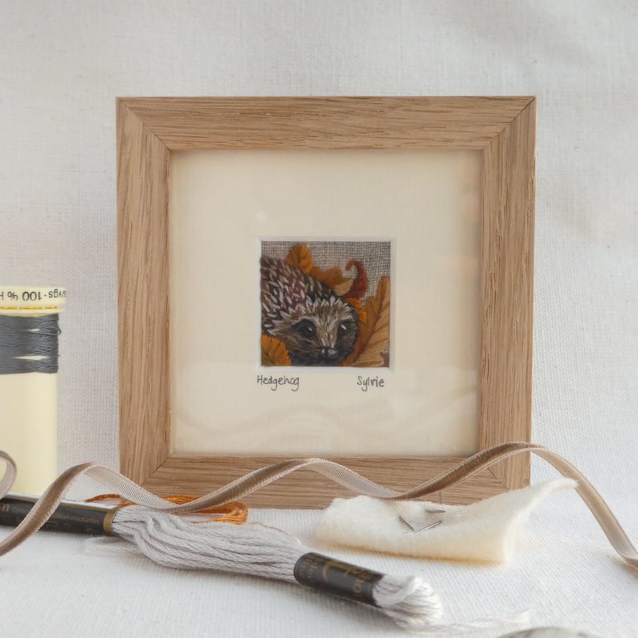 Hedgehog - hand stitched picture