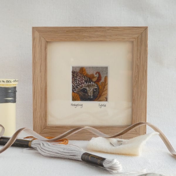 Hedgehog - hand stitched picture