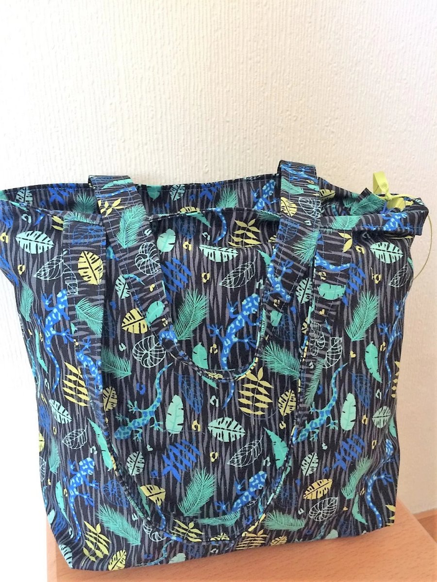 Lizard and Leaf Tote Bag