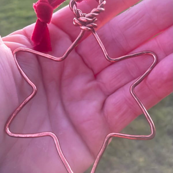 Hammered Copper Wire Star; for your home or tree