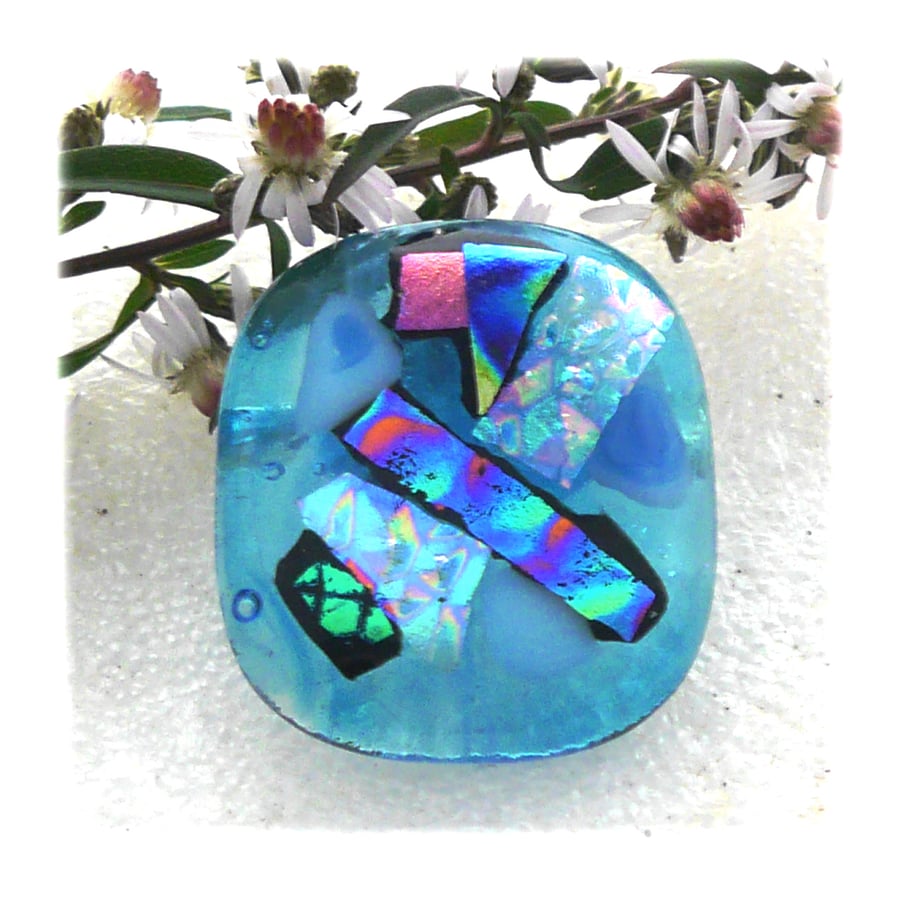 Patchwork Dichroic Fused Glass Brooch 046 Handmade 