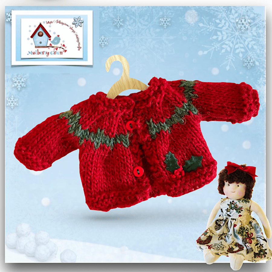 Reserved for Diane - Holly Berries Cardigan 