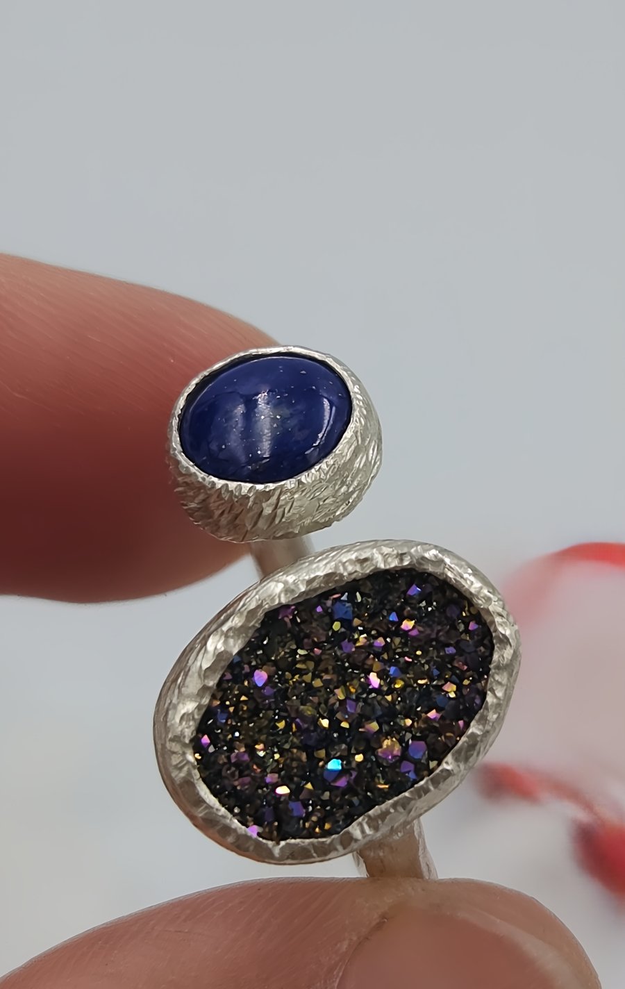 Rainbow and Lapis Toi et Moi Ring